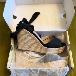 Black Wedge Espadrille Sandals